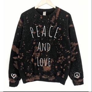 NEW Bleached Graphic Sweatshirt Peace and Love